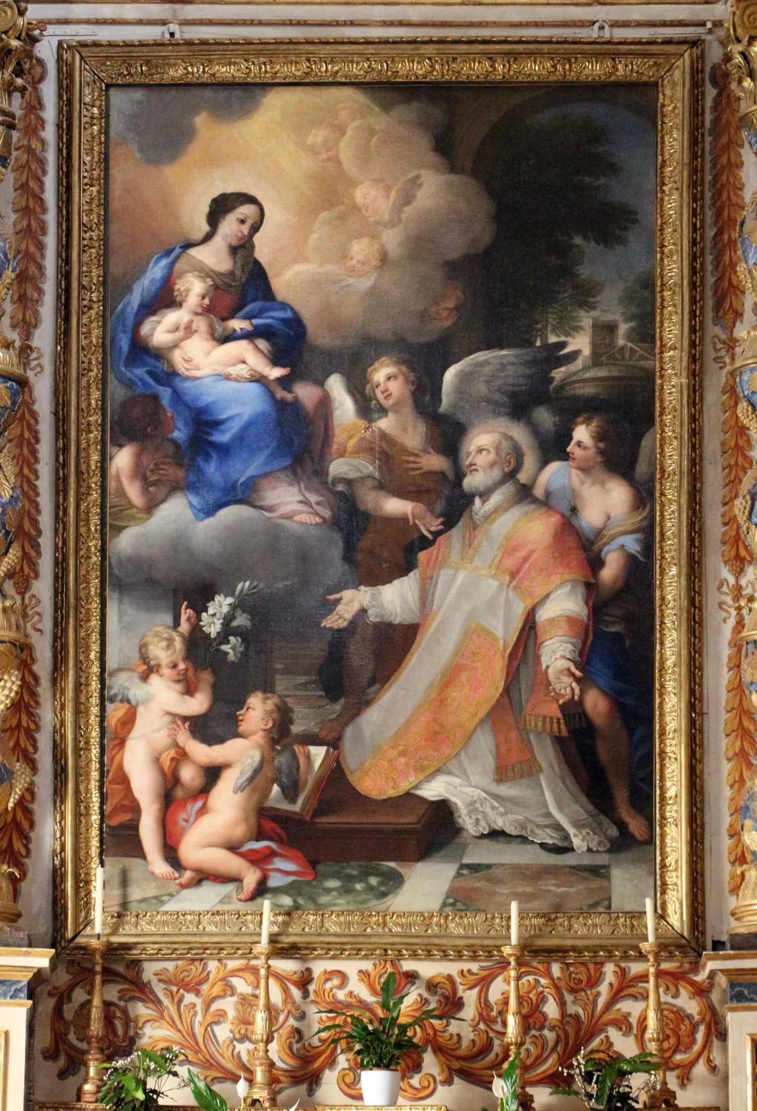 Vierge à l'Enfant avec saint Philippe Néri - Carlo Maratta image 1 reproduction d’œuvre d’art à l’huile