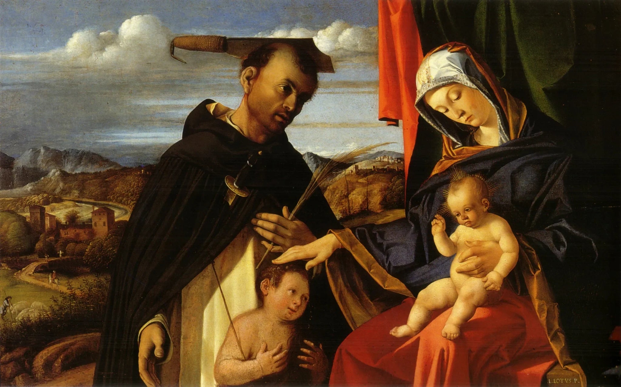 Vierge à l'Enfant avec saint Pierre martyr - Lorenzo Lotto image 1 copie de tableau peinte à la main