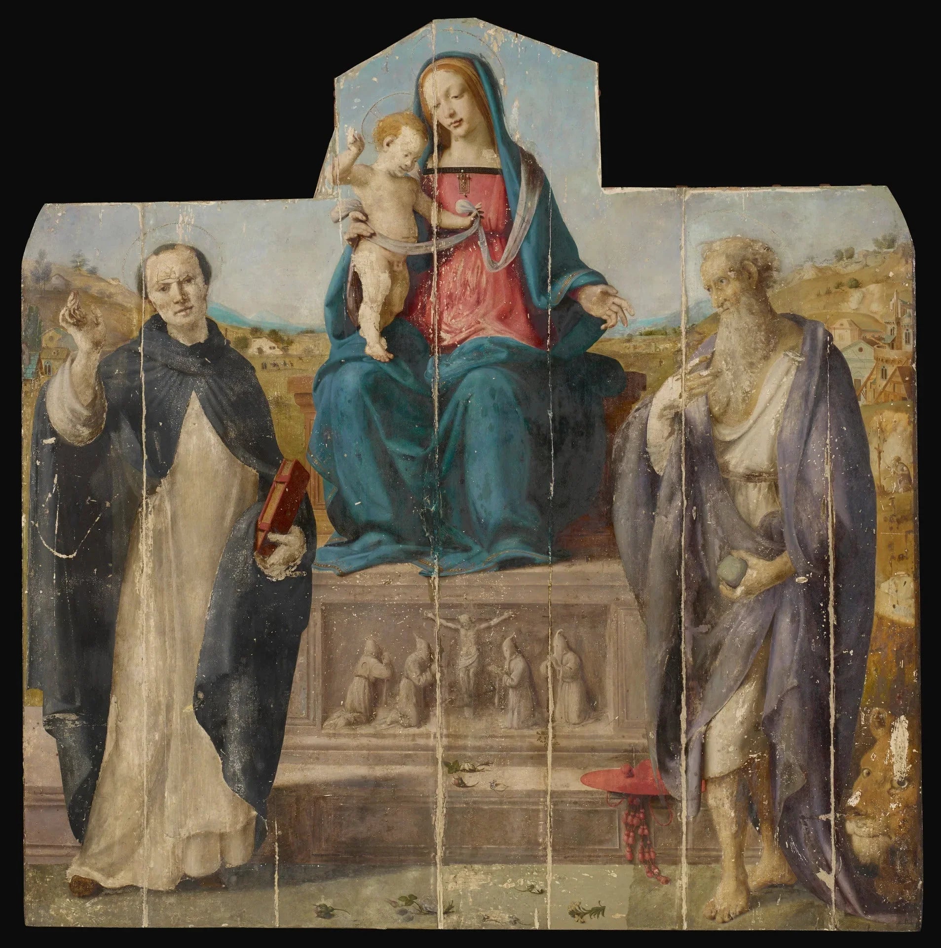 Vierge à l'Enfant avec saint Vincent Ferrier et saint Jérôme - Piero di Cosimo image 1 reproduction artisanale de tableau