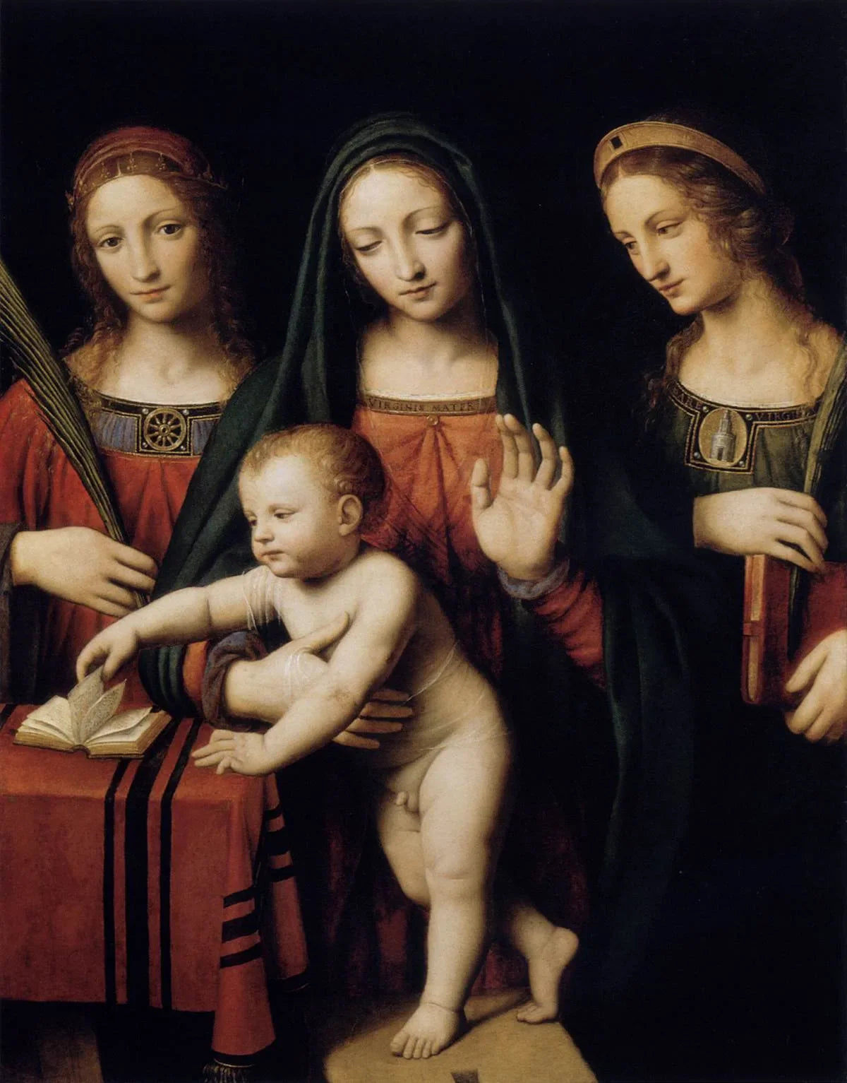 Vierge à l'Enfant avec sainte Catherine d'Alexandrie et sainte Barbe - Bernardino Luini image 1 tableau peint à l’huile sur toile