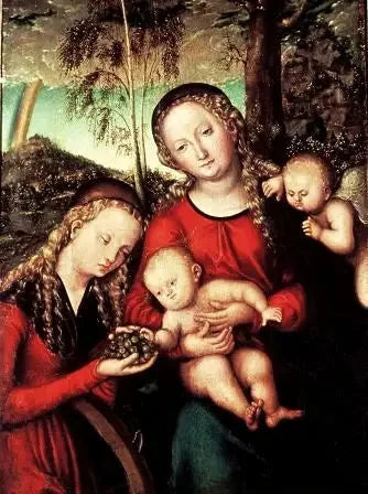 Vierge à l'Enfant avec Sainte Catherine d'Alexandrie - Lucas Cranach the Elder image 1 copie de tableau peinte à la main