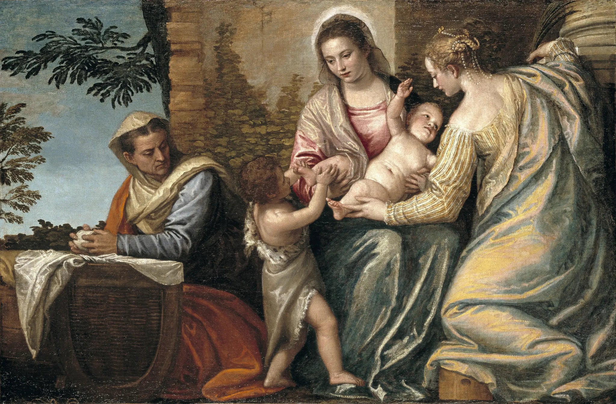 Vierge à l'Enfant avec sainte Élisabeth, saint Jean le Baptiste enfant et sainte Catherine - Paul Véronèse image 1 reproduction de peinture à l’huile