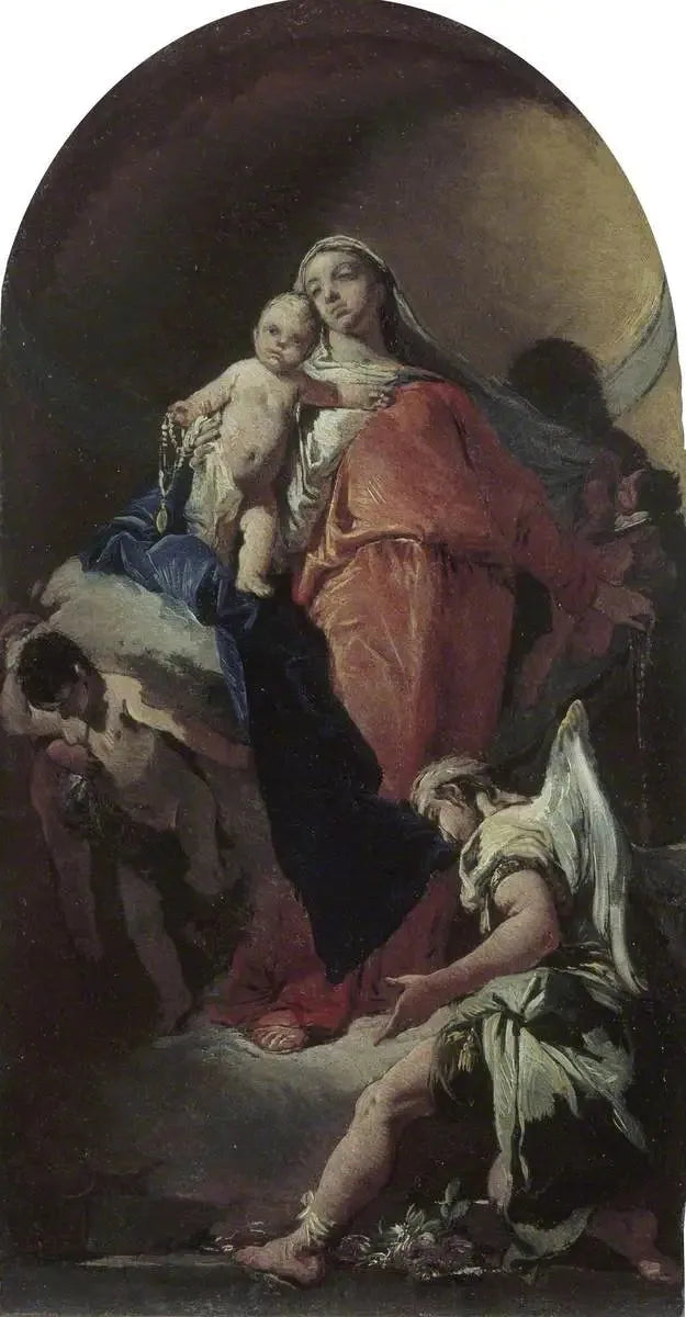 Vierge à l'Enfant avec un ange - Giovanni Battista Tiepolo image 1 tableau peint à l’huile sur toile