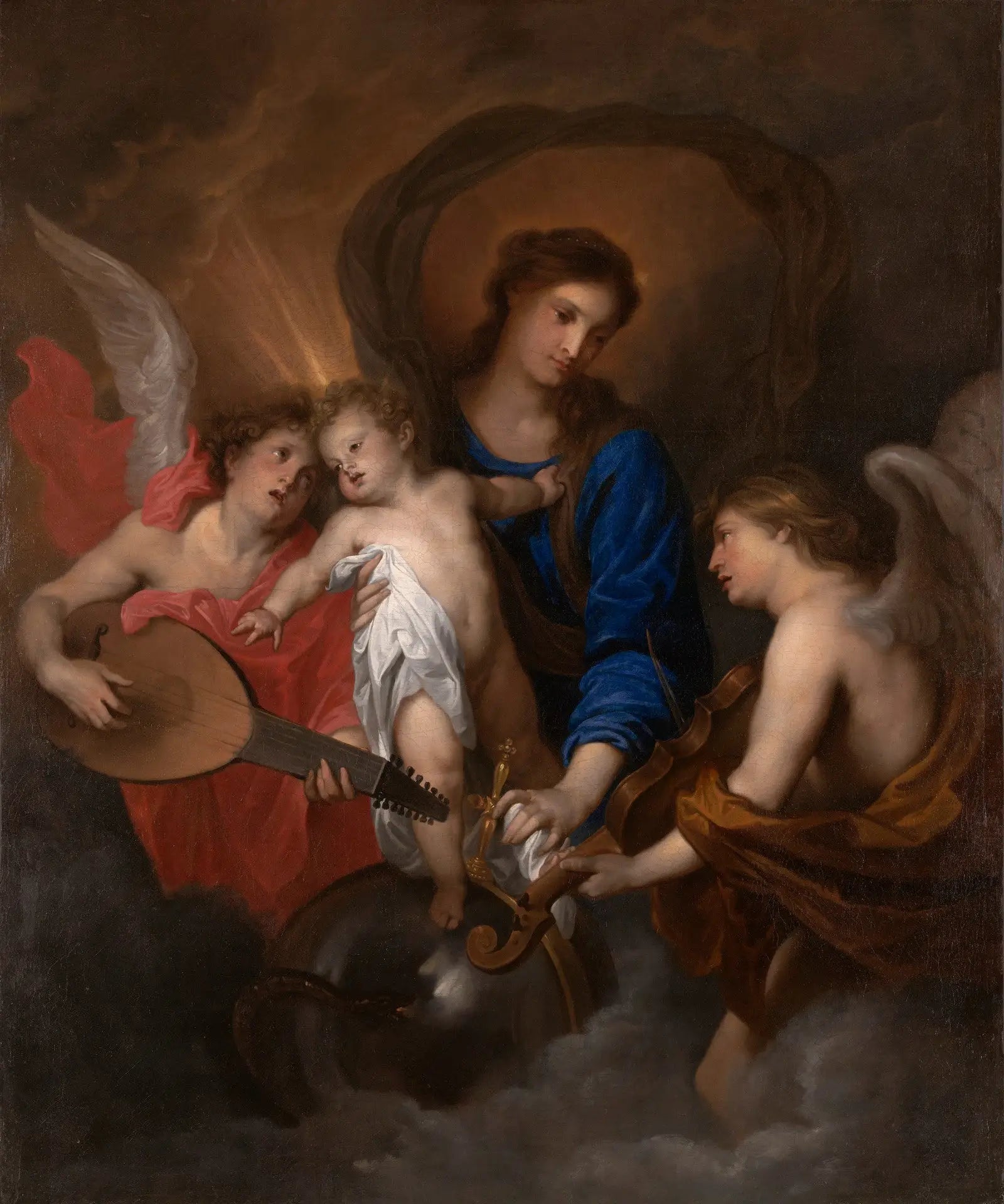 Vierge à l'Enfant avec un ange musicien - Antoine van Dyck image 1 tableau peint à l’huile sur toile