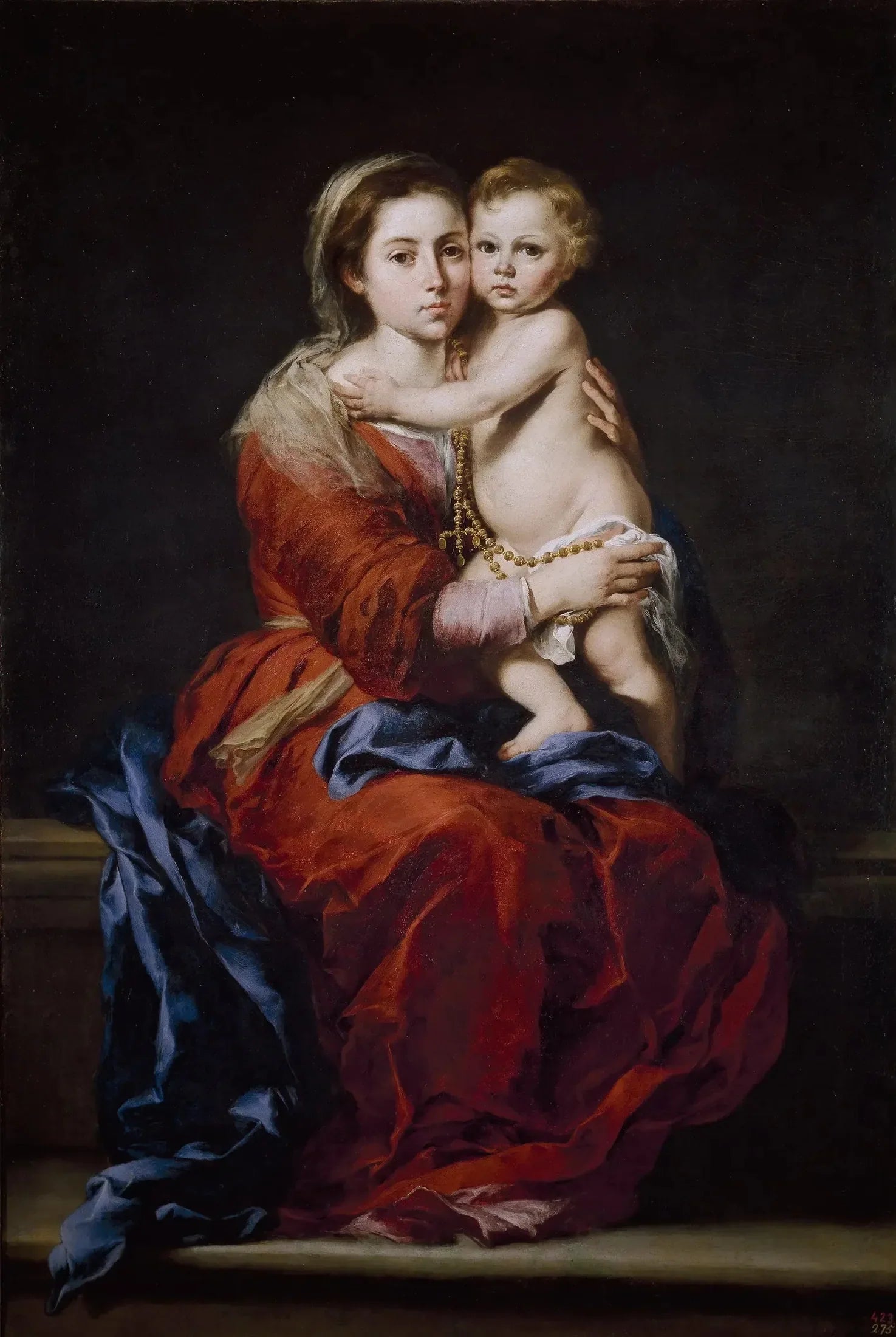 Vierge à l'Enfant avec un chapelet - Bartolomé Esteban Murillo image 1 reproduction de peinture à l’huile
