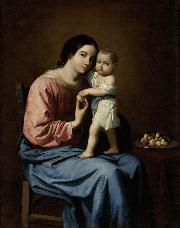 Vierge à l'Enfant avec une assiette de fruits - Francisco de Zurbarán image 1 reproduction réalisée par Alpha Reproduction