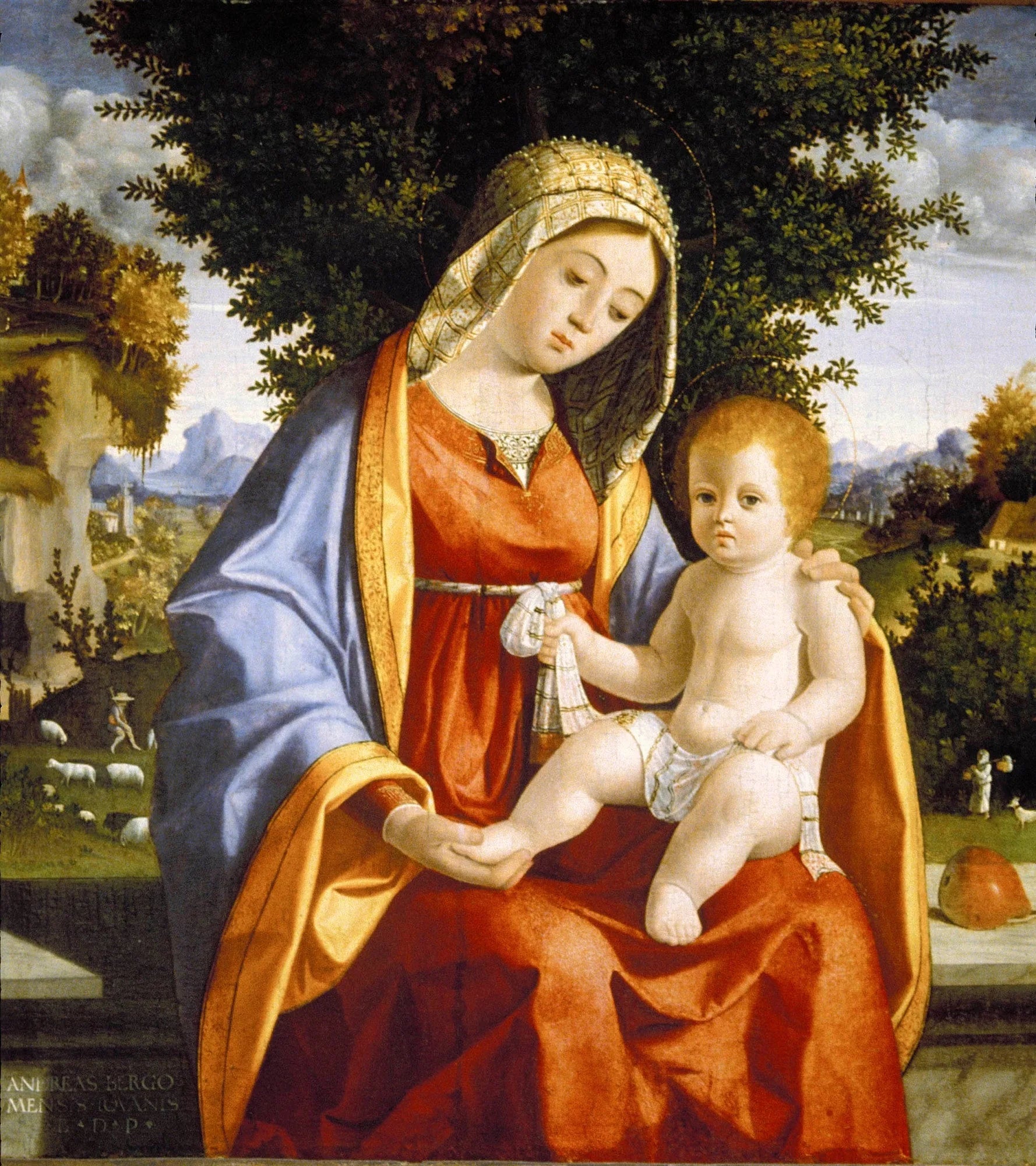 Vierge à l'Enfant dans un paysage - Andrea Previtali image 1 copie peinte à la main à l’huile