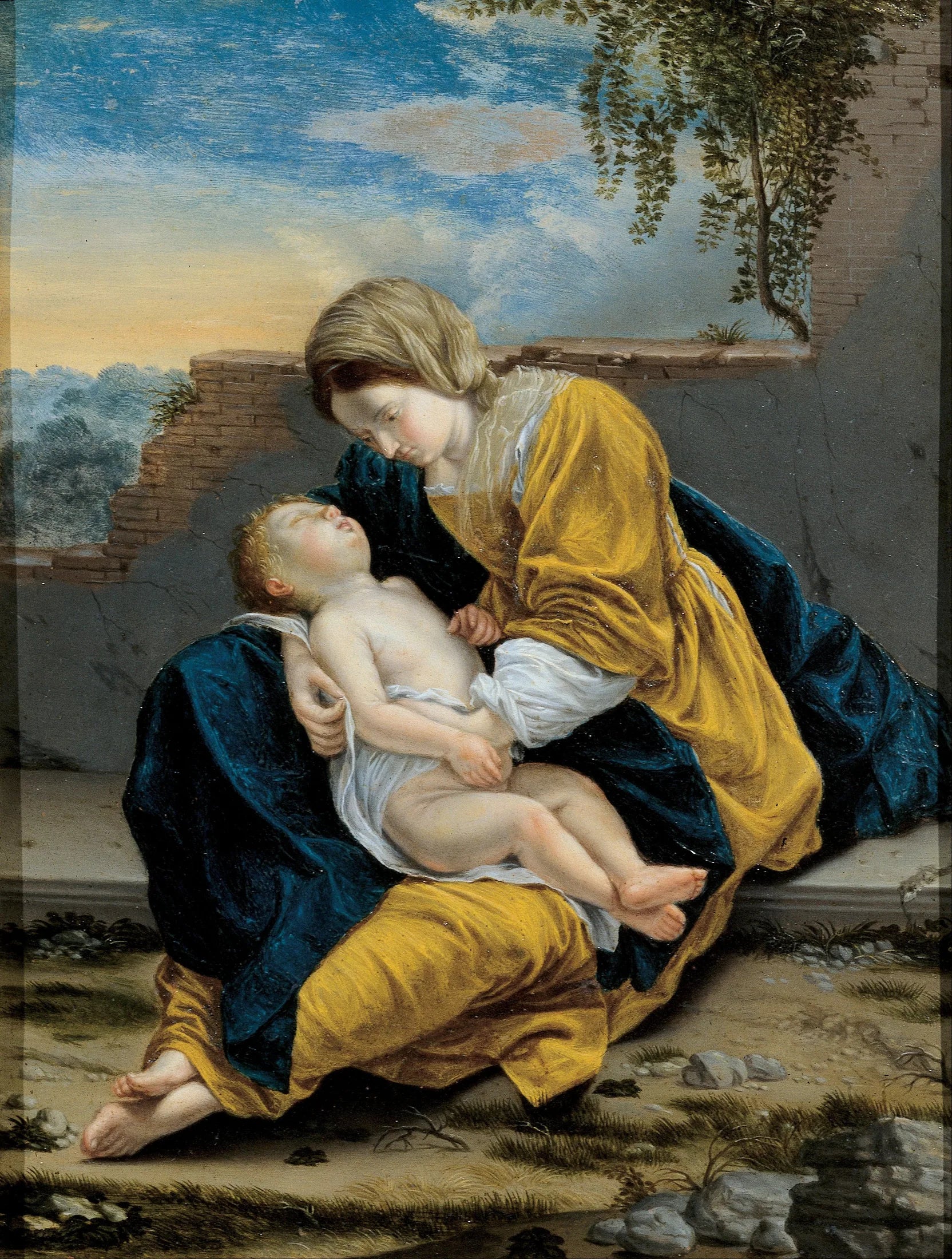 Vierge à l'Enfant dans un paysage - Orazio Gentileschi image 1 copie de tableau peinte à la main