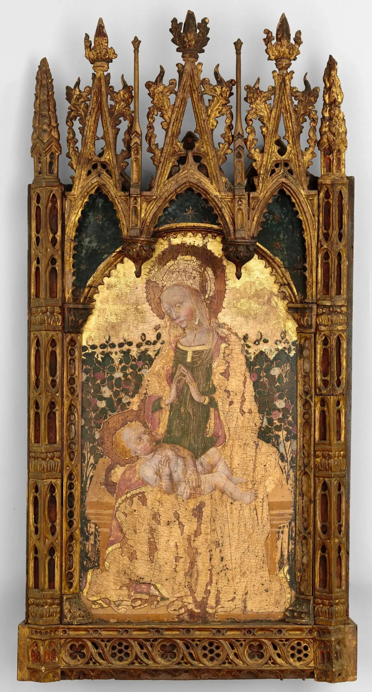 Vierge à l'Enfant devant une haie de rosiers - Gentile da Fabriano image 1 copie peinte à la main à l’huile