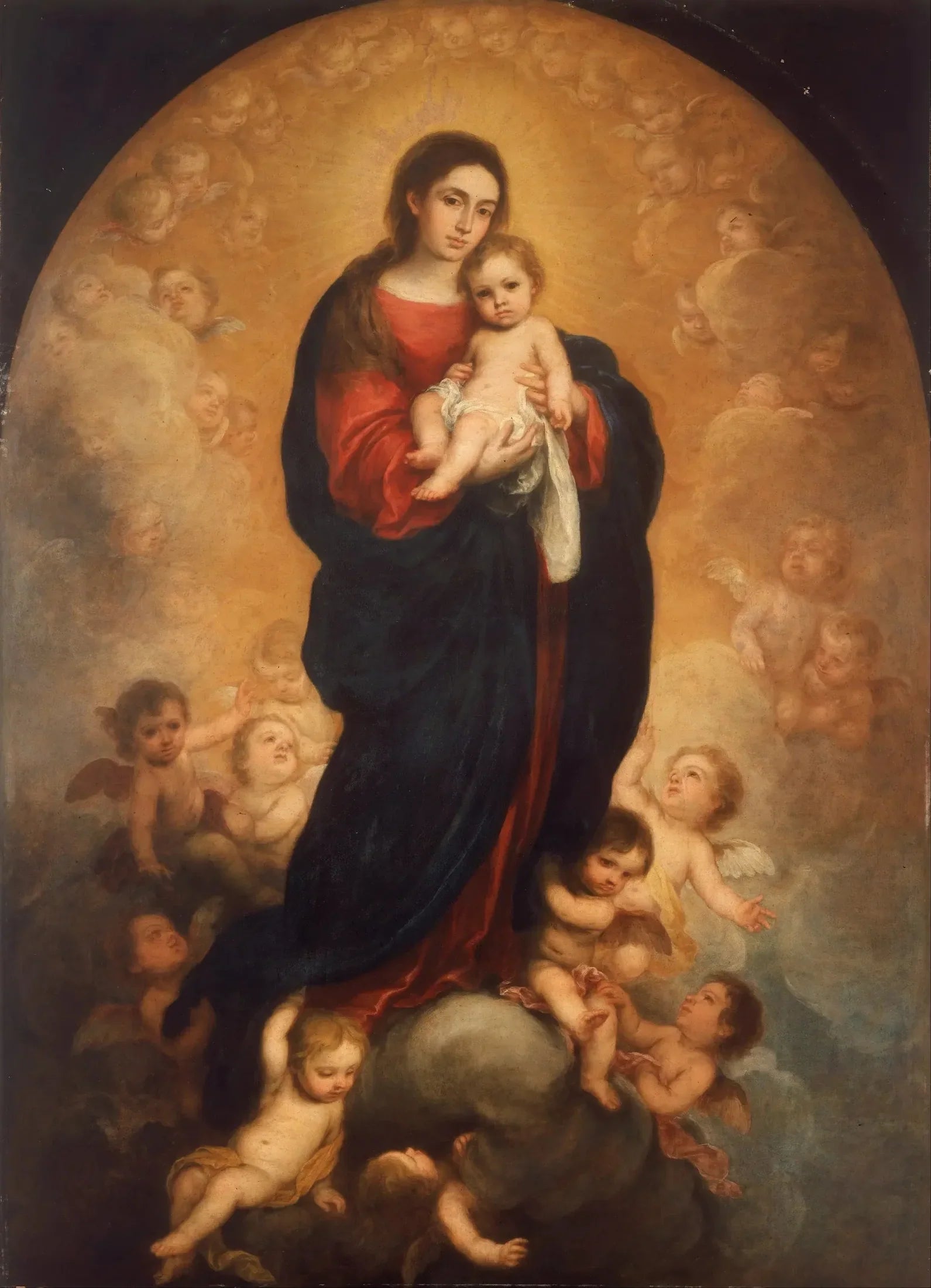 Vierge à l'Enfant en gloire - Bartolomé Esteban Murillo image 1 copie peinte à la main à l’huile