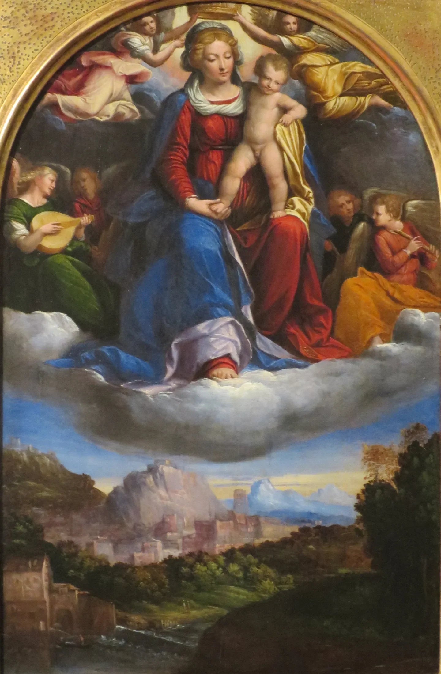 Vierge à l'Enfant en gloire - Benvenuto Tisi image 1 tableau peint à l’huile sur toile