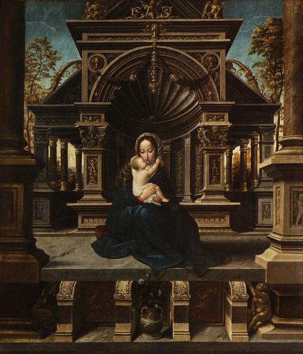 Vierge à l'Enfant en majesté - Bernard van Orley image 1 reproduction artisanale de tableau