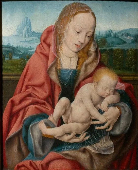 Vierge à l'Enfant endormi - Joos van Cleve image 1 reproduction de peinture à l’huile