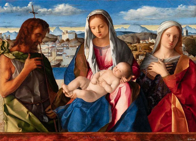 Vierge à l'Enfant entourée de saint Jean-Baptiste et d'une sainte - Giovanni Bellini