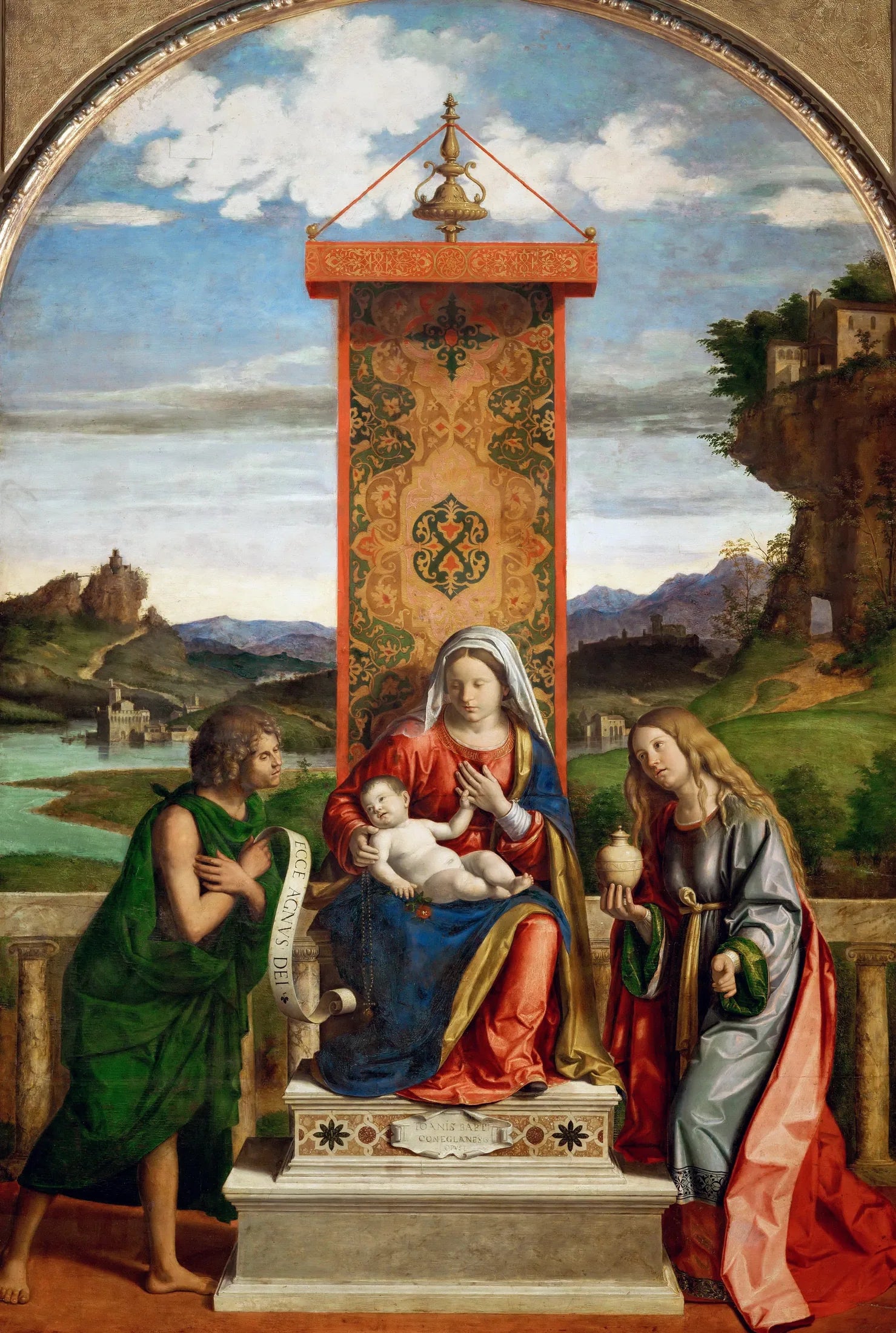 Vierge à l'enfant entourée de saint Jean-Baptiste et Marie-Madeleine - Cima da Conegliano image 1 reproduction artisanale de tableau