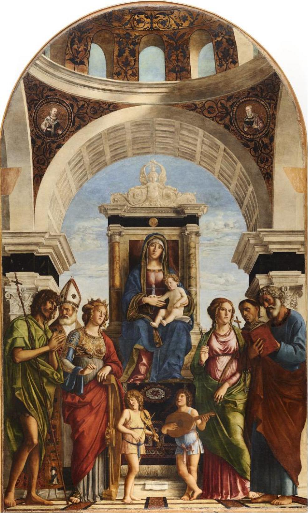 Vierge à l'Enfant entourée de saints et d'anges - Cima da Conegliano image 1 reproduction artisanale de tableau