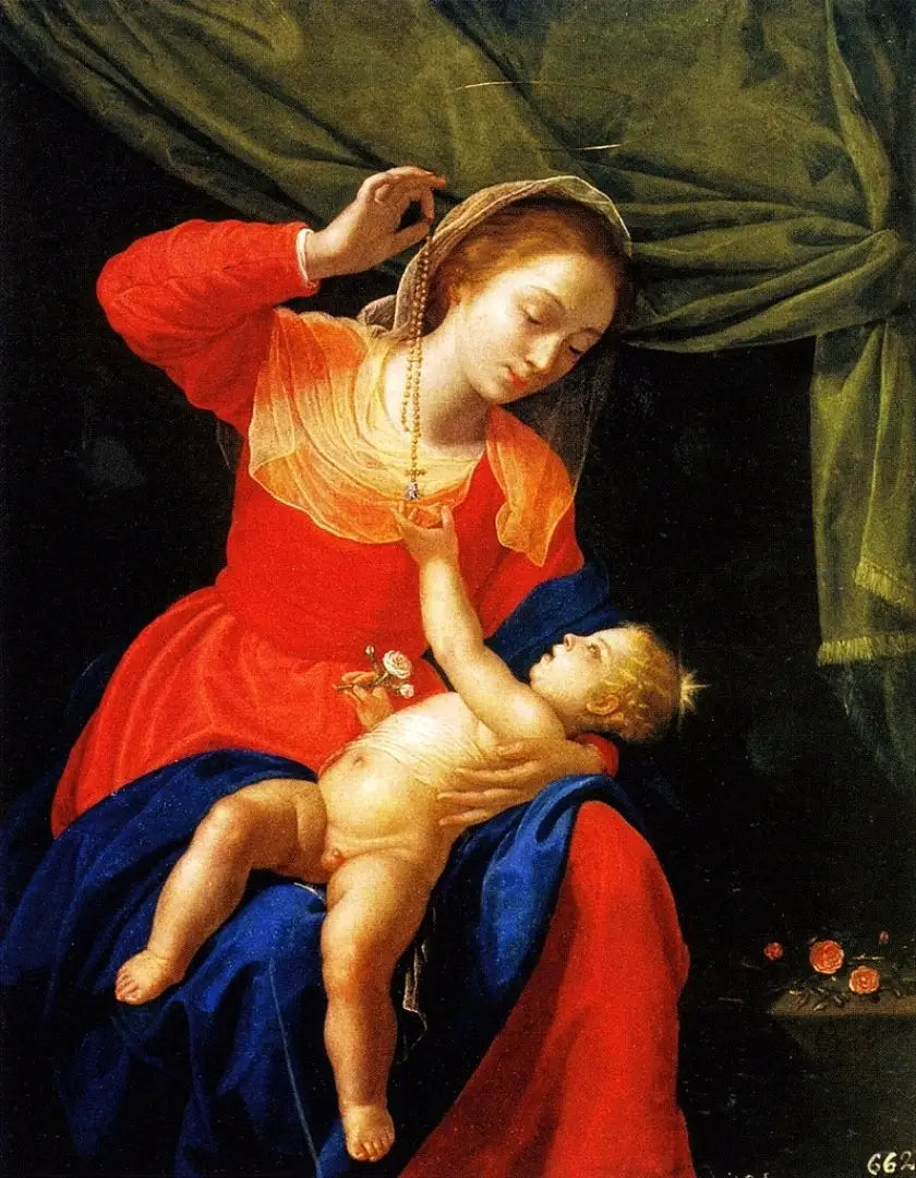 Vierge à l'Enfant et au rosaire - Artemisia Gentileschi image 1 copie de tableau peinte à la main
