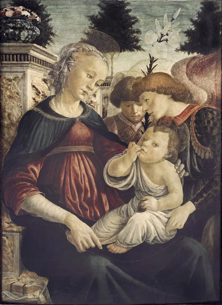 Vierge à l'Enfant et aux deux anges - Sandro Botticelli image 1 reproduction artisanale de tableau