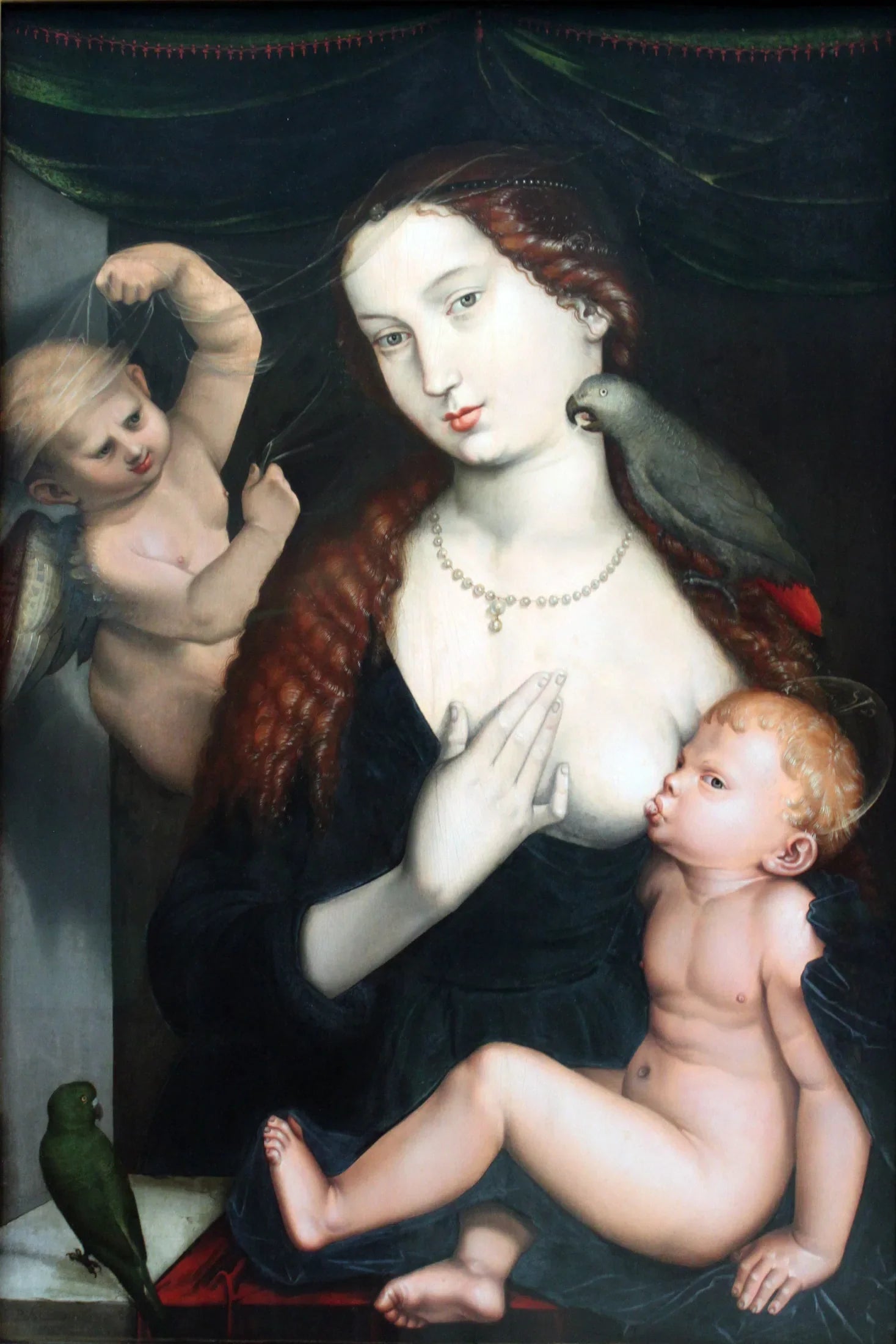 Vierge à l'Enfant et perroquets - Hans Baldung Grien image 1 tableau peint à l’huile sur toile