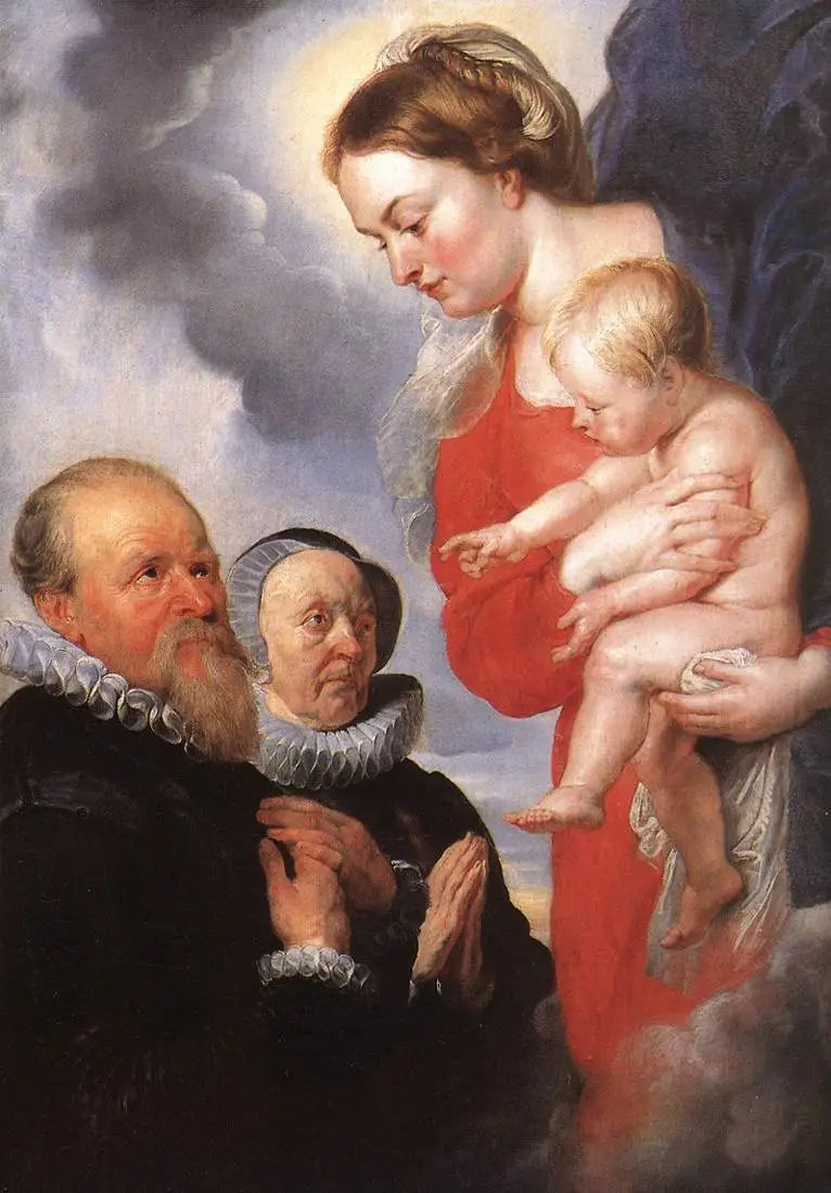 Vierge à l’Enfant et portraits des donateurs. Alexandre Goubau et son épouse Anne Antoni - Peter Paul Rubens image 1 reproduction d’œuvre d’art à l’huile