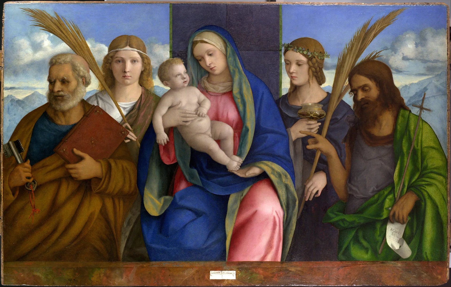 Vierge à l'enfant et saints - Giovanni Bellini image 1 reproduction artisanale de tableau