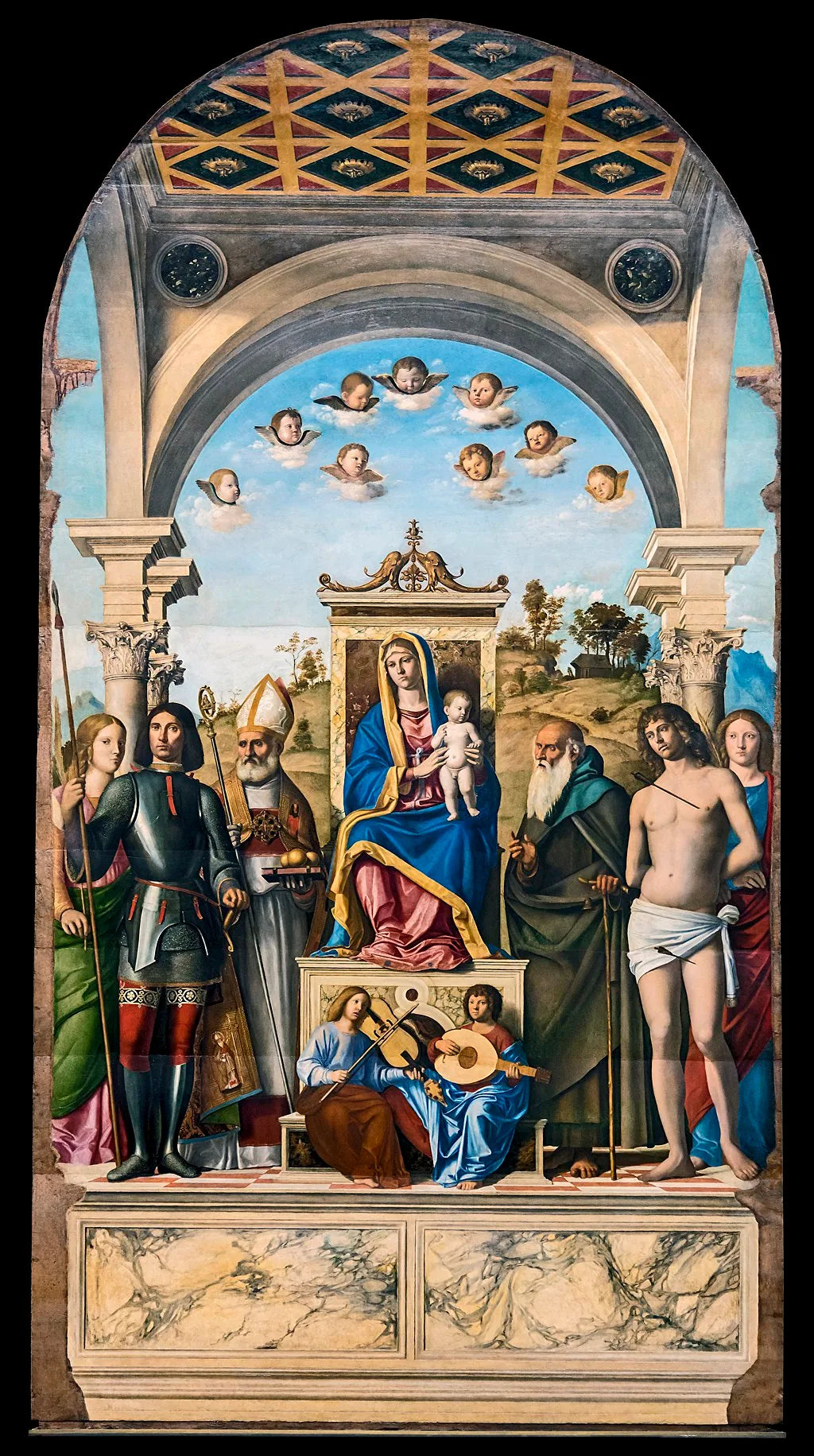 Vierge à l'Enfant intronisée avec les saints - Cima da Conegliano image 1 reproduction artisanale de tableau