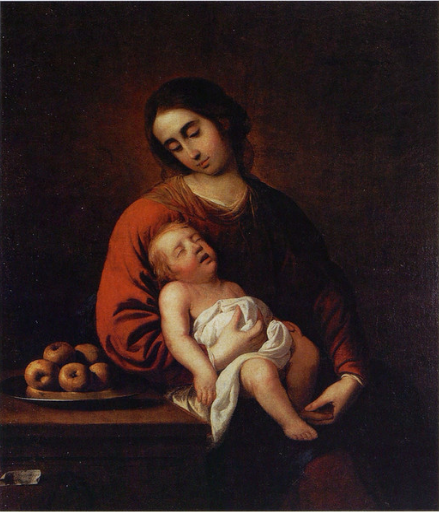 Vierge à l'Enfant Jésus endormi - Francisco de Zurbarán image 1 reproduction de peinture à l’huile