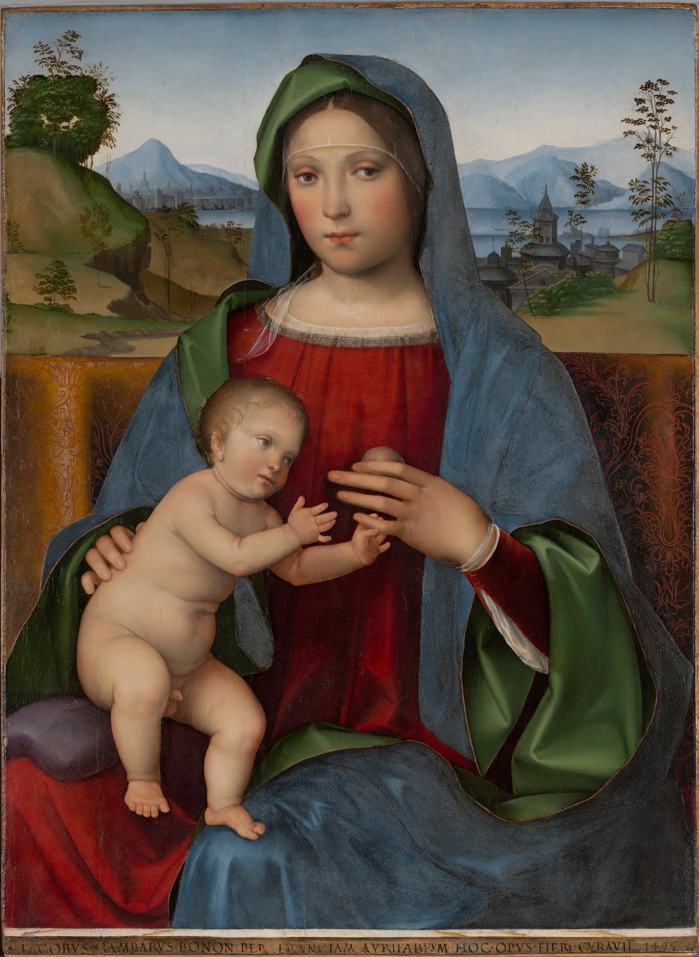 Vierge à l'Enfant : La Madone Gambaro - Francesco Francia image 1 copie peinte à la main à l’huile
