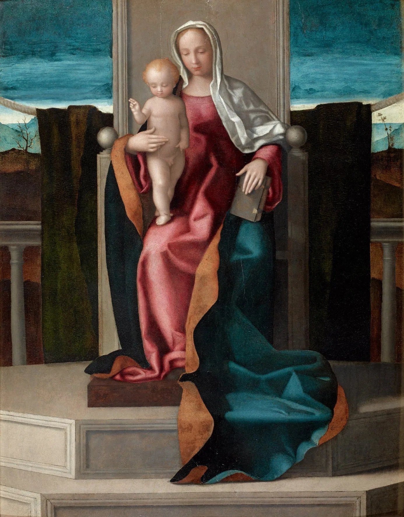Vierge à l'Enfant sur un trône - Giovanni Bellini image 1 reproduction de peinture à l’huile