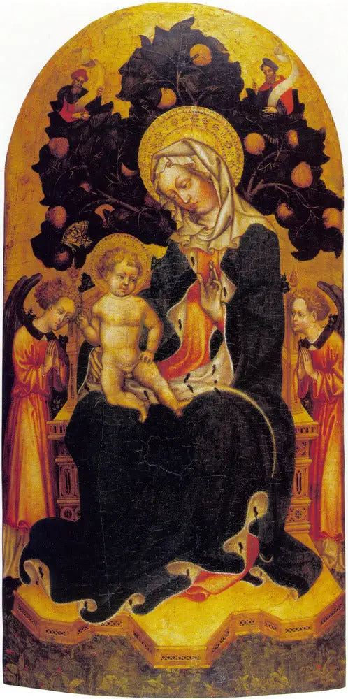 Vierge à l'Enfant trônant avec des anges et des prophètes en adoration - Gentile da Fabriano image 1 tableau peint à l’huile sur toile