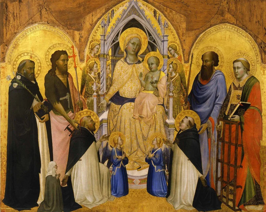Vierge à l'Enfant trônant avec des saints - Agnolo Gaddi image 1 copie de tableau peinte à la main