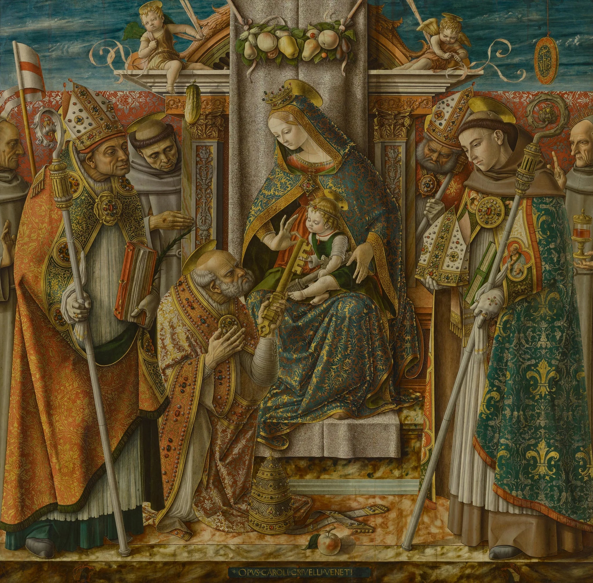 Vierge à l'Enfant trônant avec des saints - Carlo Crivelli image 1 copie de tableau peinte à la main
