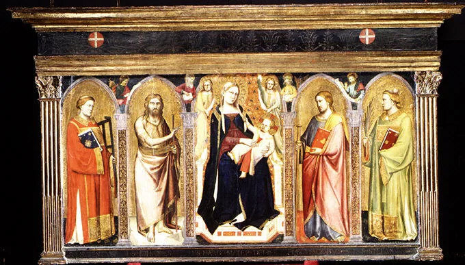 Vierge à l'Enfant trônant avec des saints - Taddeo Gaddi image 1 reproduction artisanale de tableau