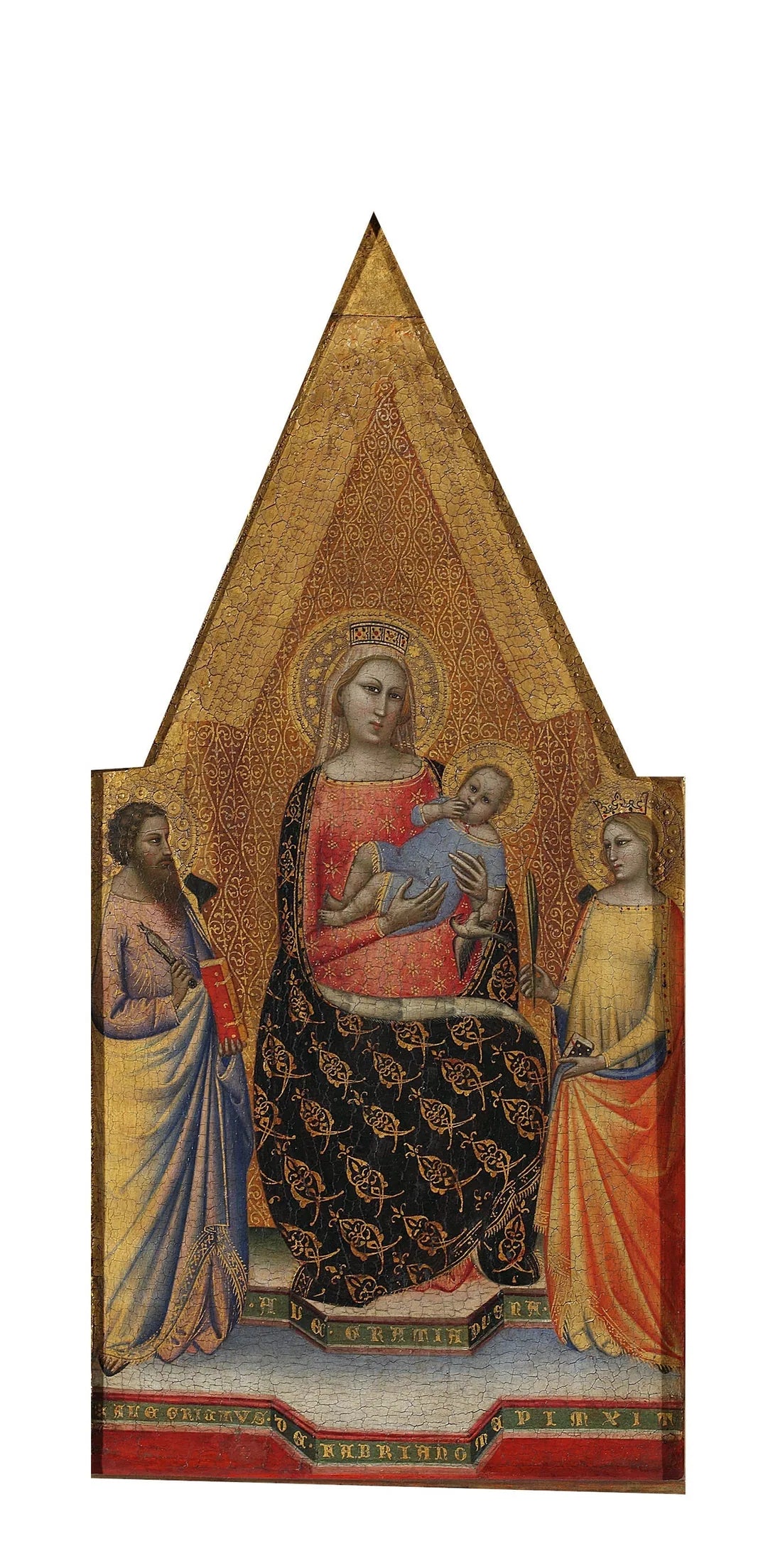 Vierge à l'Enfant trônant avec deux saints, Crucifixion - Allegretto Nuzi image 1 copie de tableau peinte à la main