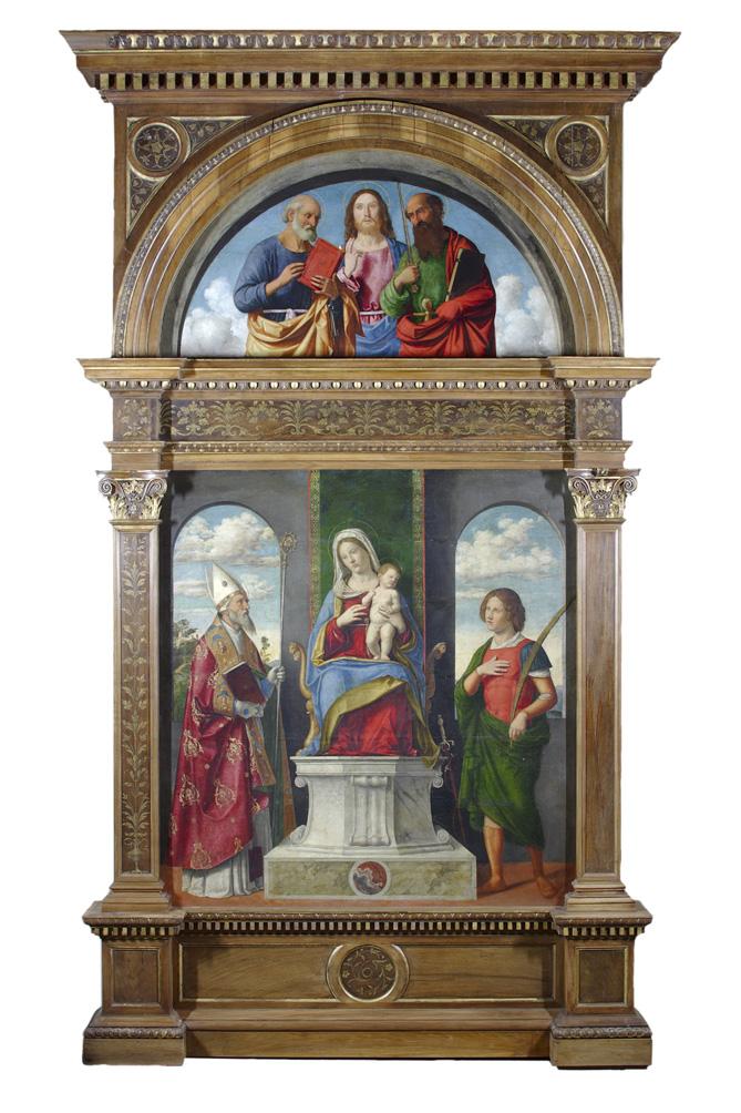Vierge à l'Enfant trônant avec les saints Denys et Victor - Cima da Conegliano image 1 copie de tableau peinte à la main