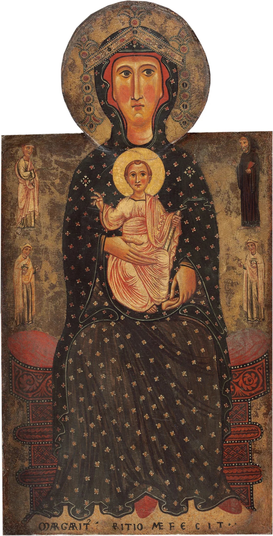 Vierge à l'Enfant trônant avec quatre saints - Margaritone d'Arezzo image 1 copie peinte à la main à l’huile