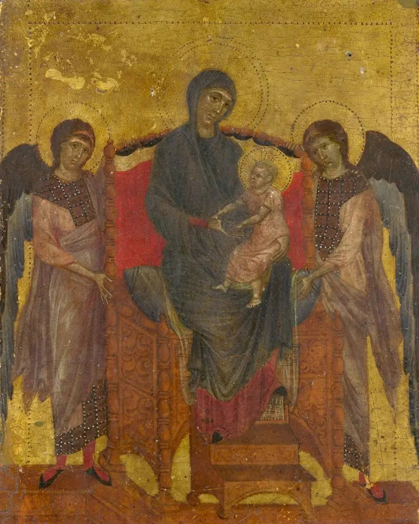 Vierge à l'Enfant trônant et entourée de deux anges - Cimabue image 1 reproduction de peinture à l’huile