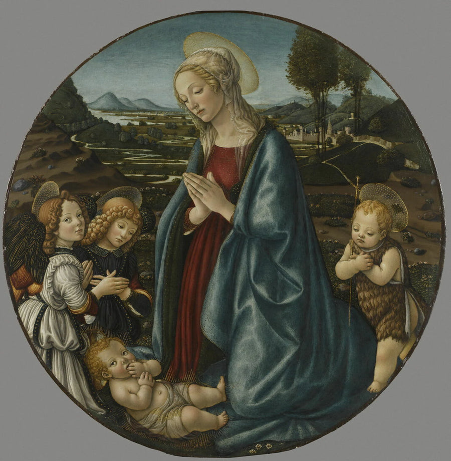 La Vierge adorant l'Enfant avec le petit saint Jean-Baptiste et deux anges - Francesco Botticini