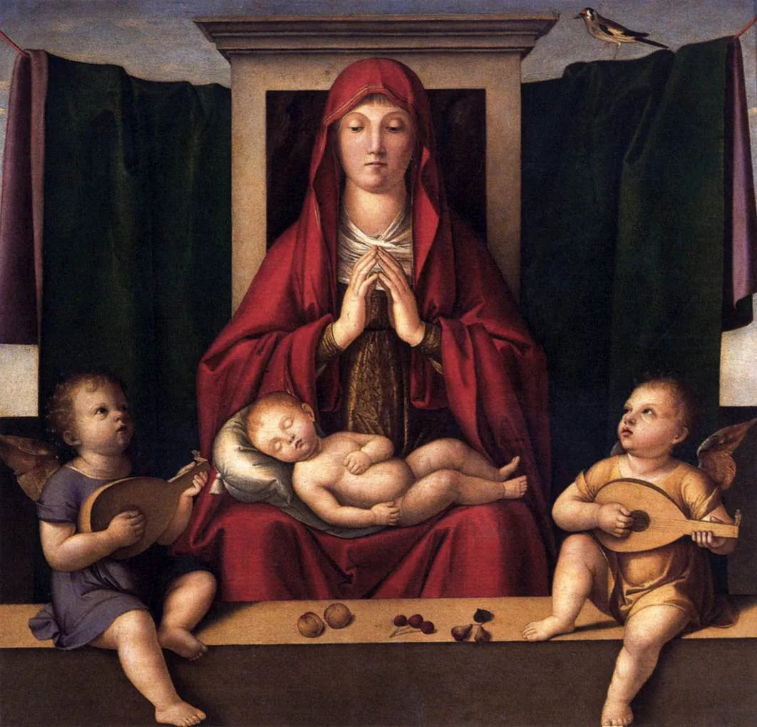 Vierge adorant l'enfant endormi - Alvise Vivarini image 1 reproduction artisanale de tableau