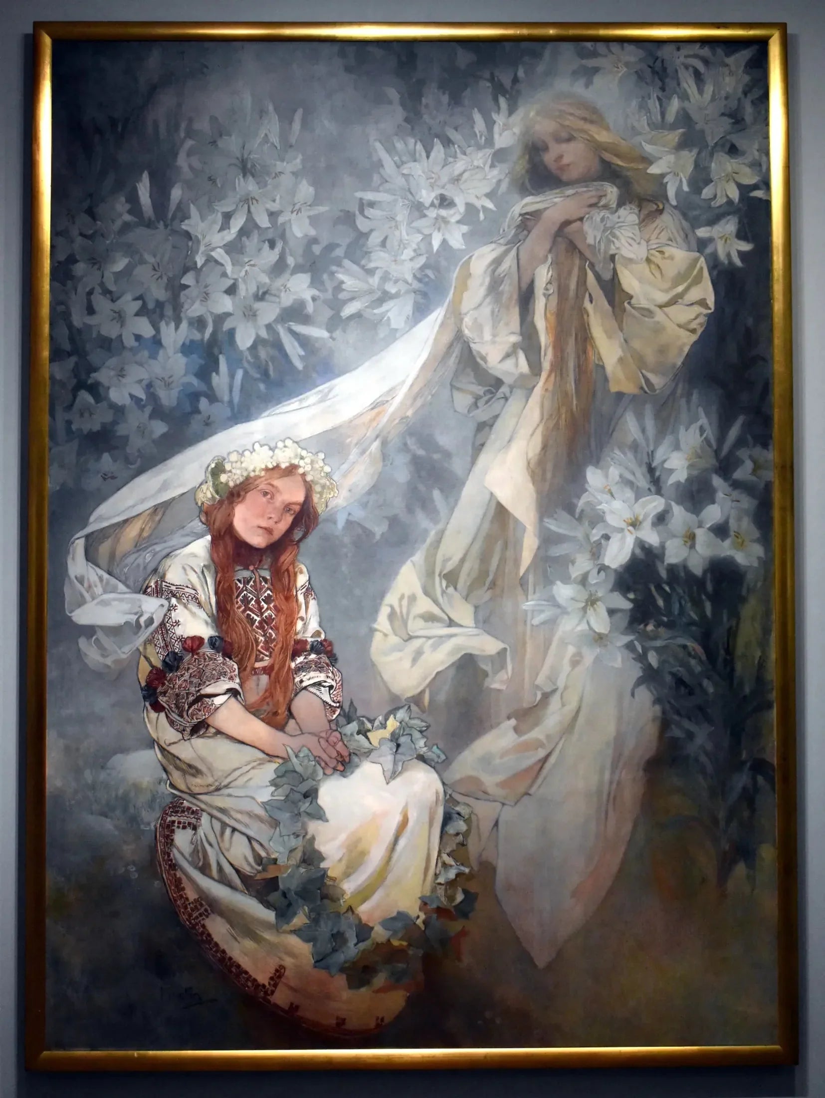 Vierge aux lys - Alphonse Mucha image 1 reproduction artisanale de tableau