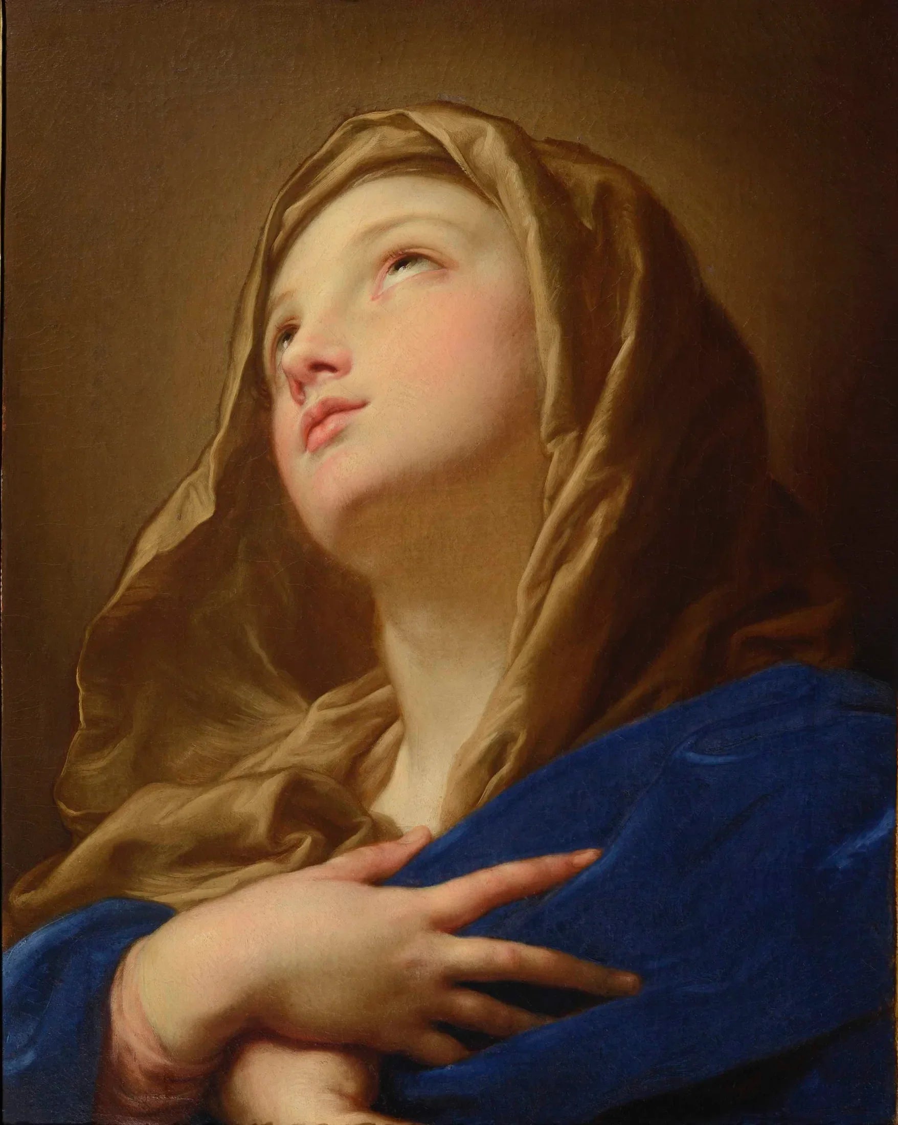 Vierge en buste les mains croisées sur la poitrine - Pompeo Batoni image 1 copie peinte à la main à l’huile