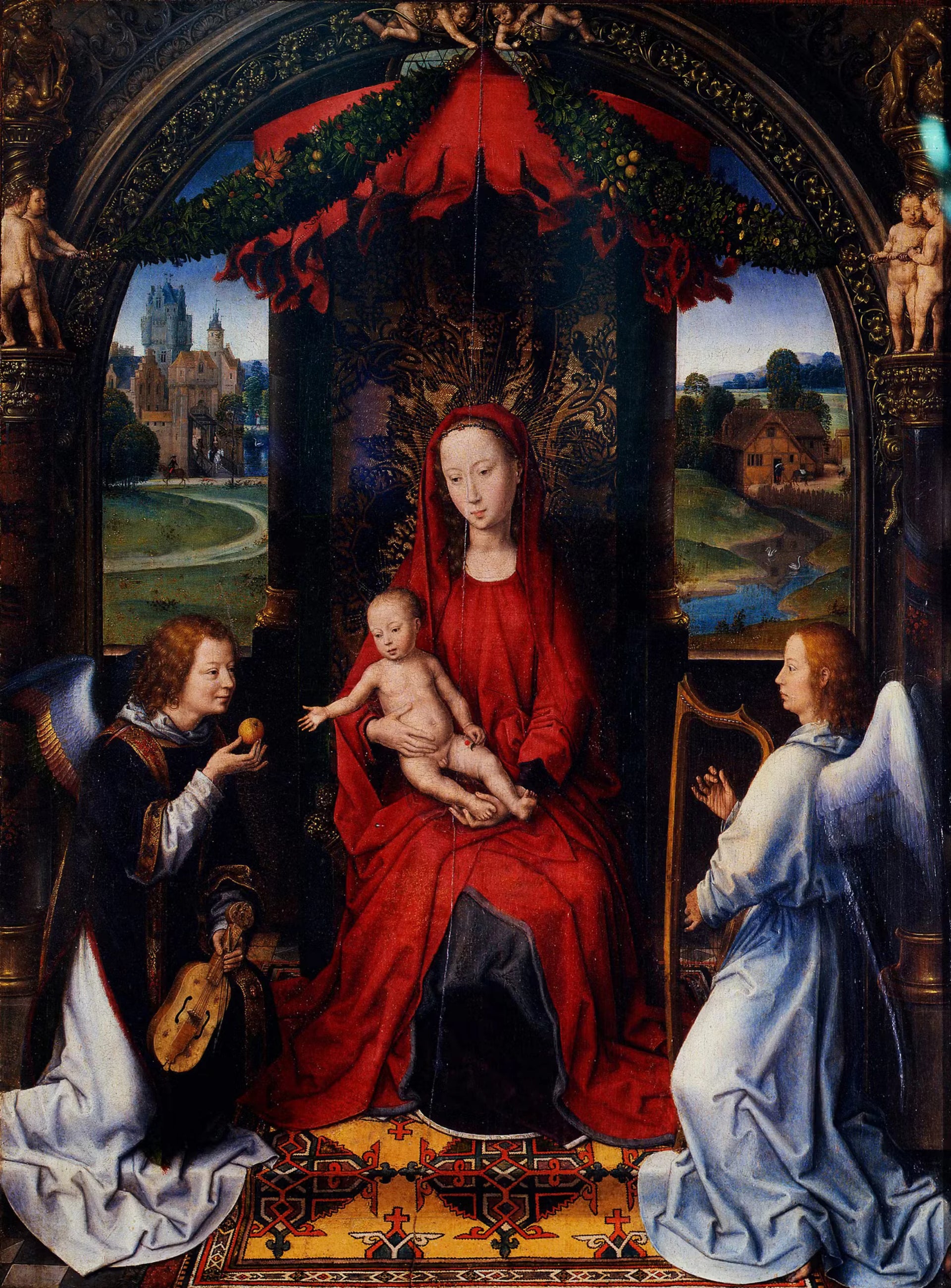 La Vierge en trône entre deux anges - Hans Memling