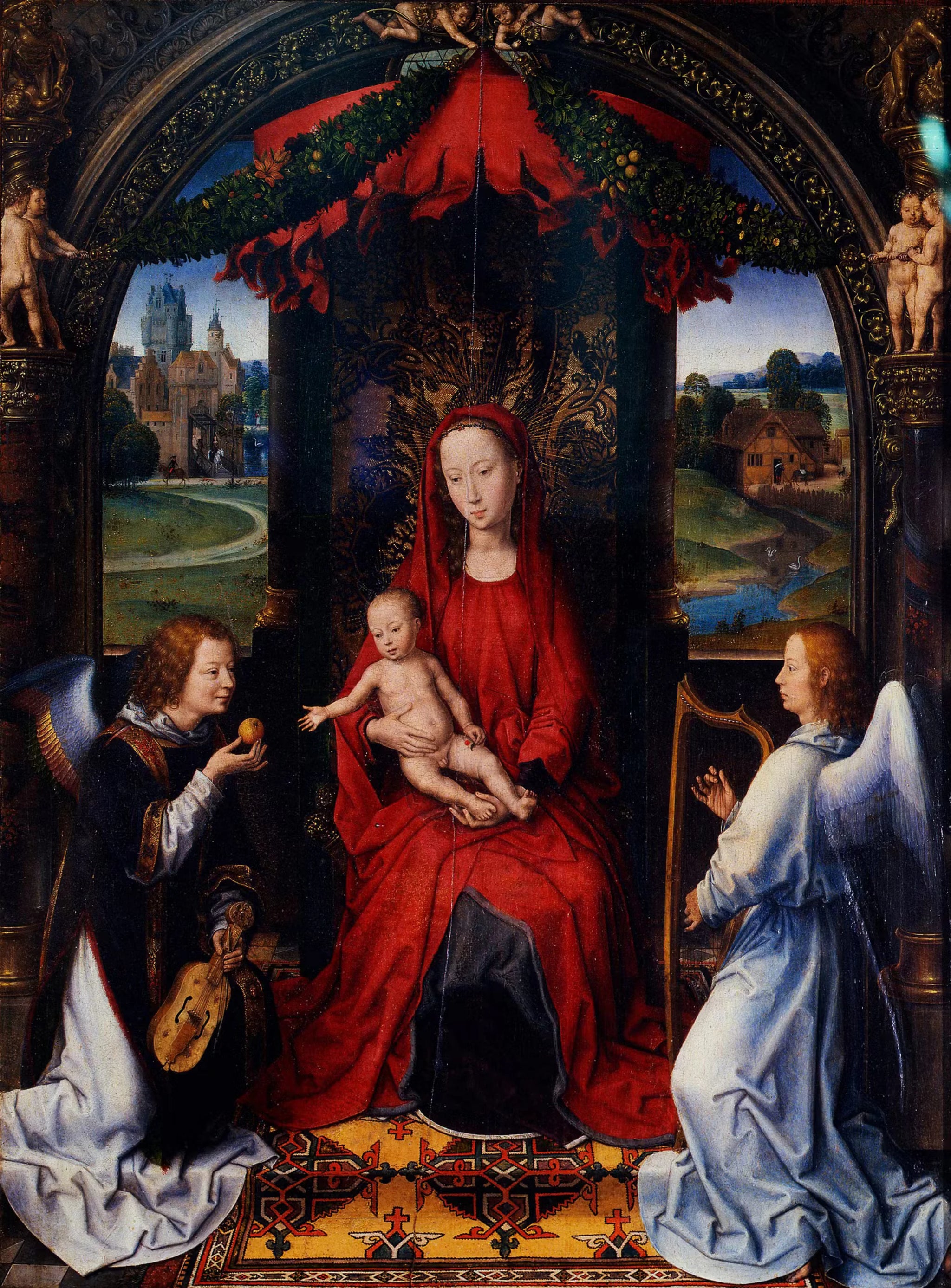 La Vierge en trône entre deux anges - Hans Memling