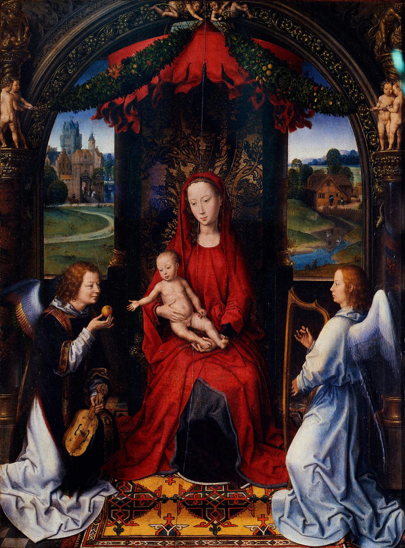 La Vierge en trône entre deux anges - Hans Memling