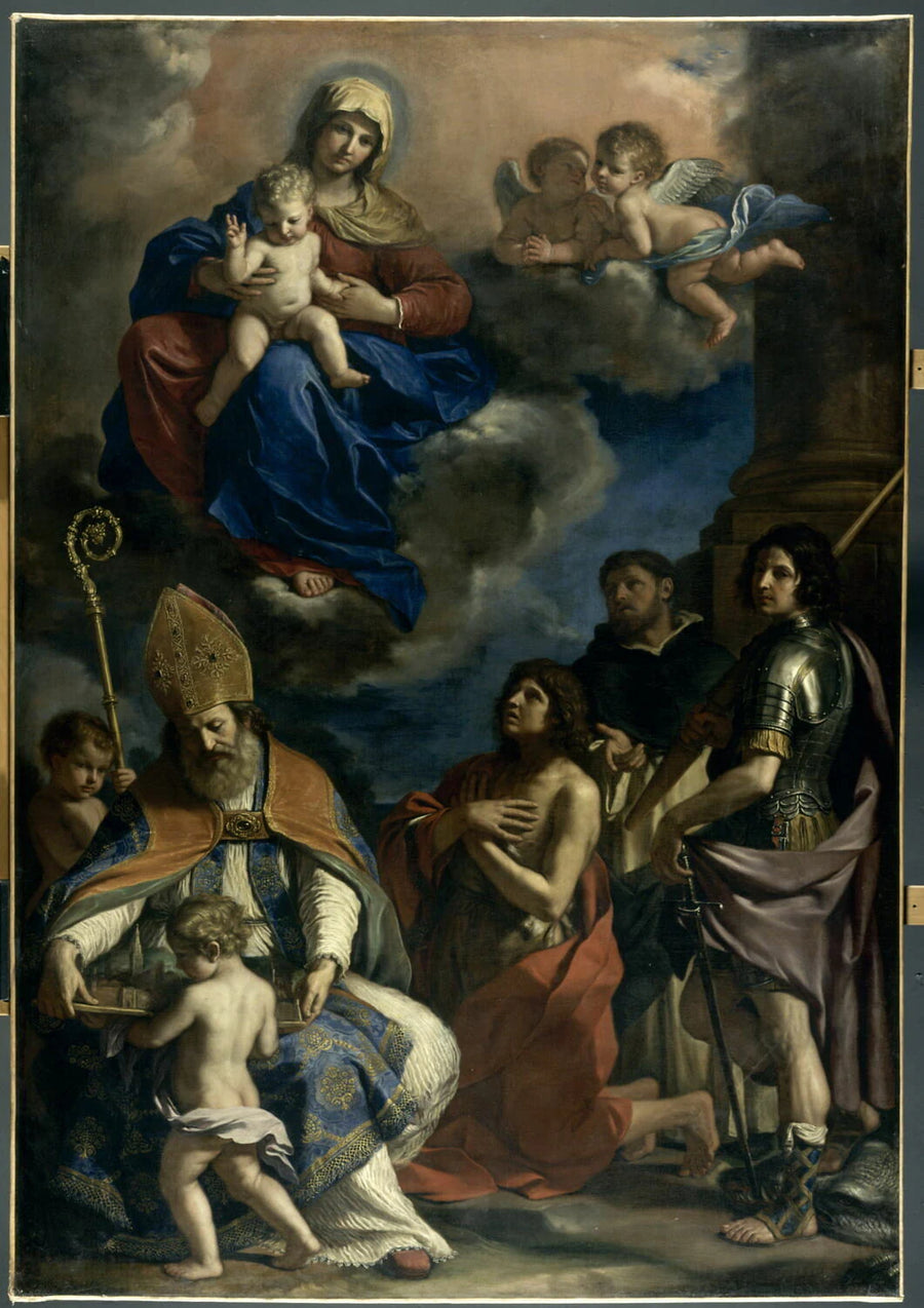 La Vierge à l'Enfant avec quatre saints (Géminien, Jean Baptiste, Georges, Pierre martyr), dit à tort Les Saints Protecteurs de la ville de Modène - Il Guercino Le Guerchin