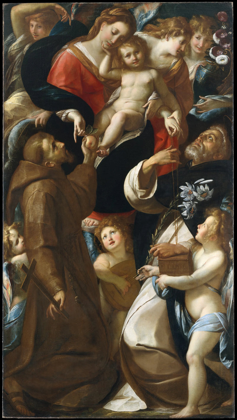 Vierge à l'Enfant avec saint François, saint Dominique et des anges - Giulio Cesare Procaccini