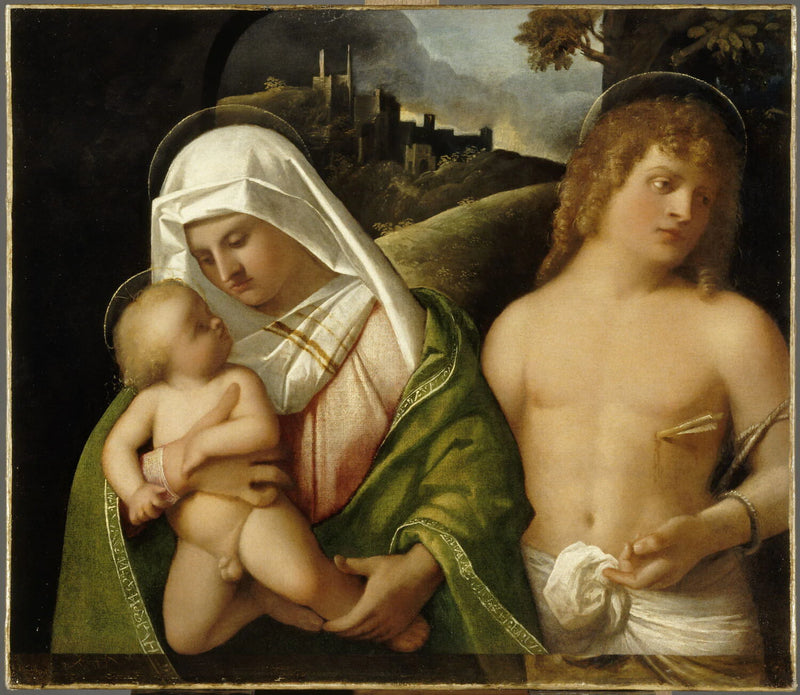 La Vierge à l'Enfant avec saint Sébastien - Cariani (Giovanni de' Busi, dit)