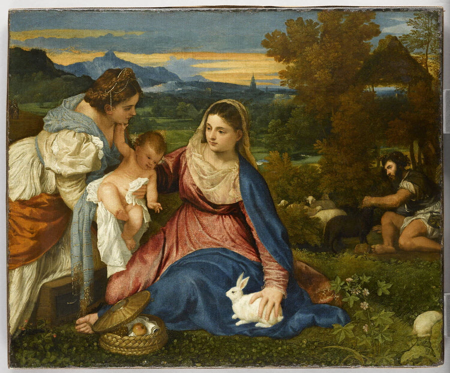La Vierge à l'Enfant avec sainte Catherine d'Alexandrie et un berger, dit La Vierge au lapin - Tiziano ou Titien