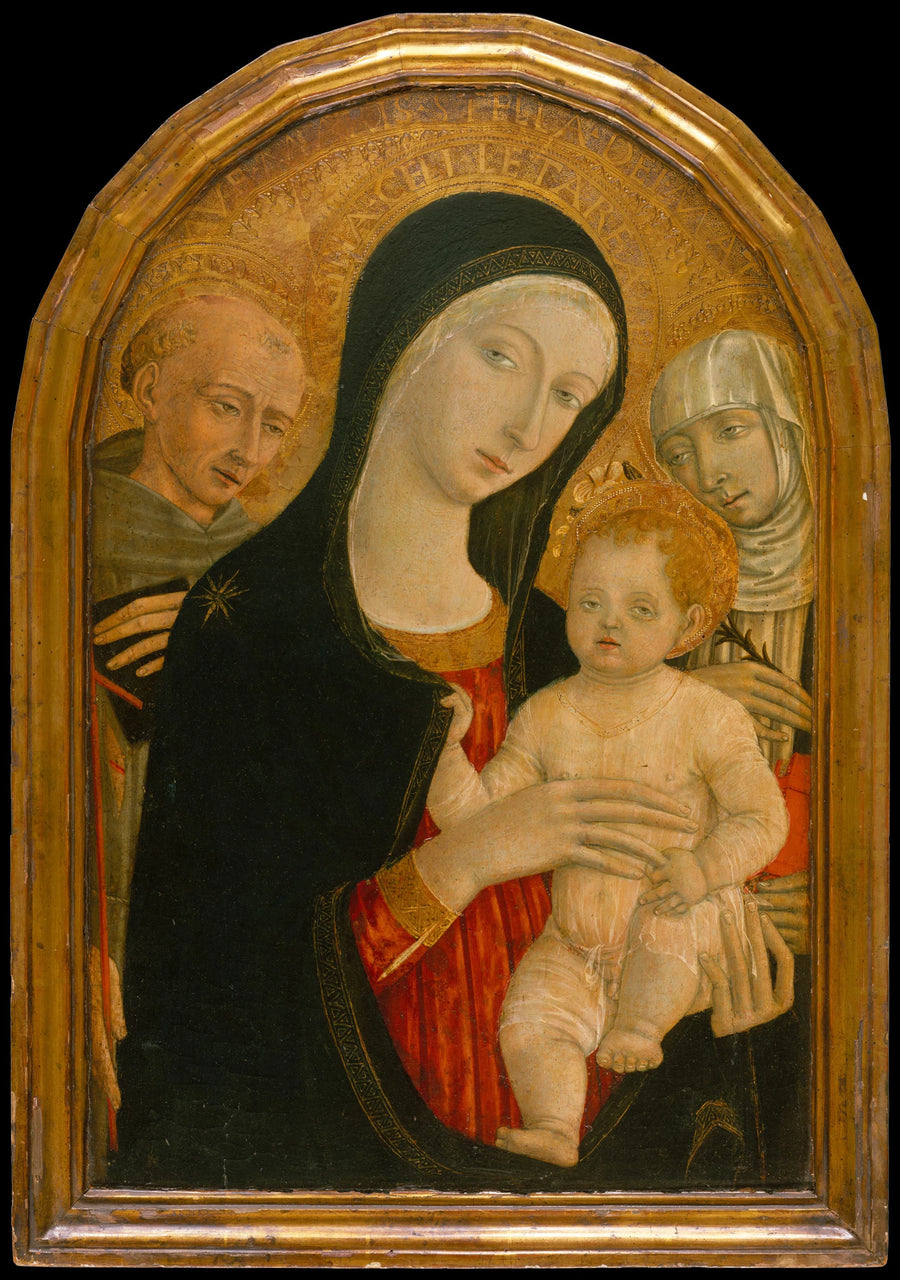 Vierge à l'Enfant avec les saints François et Catherine de Sienne - Matteo di Giovanni di Bartolo