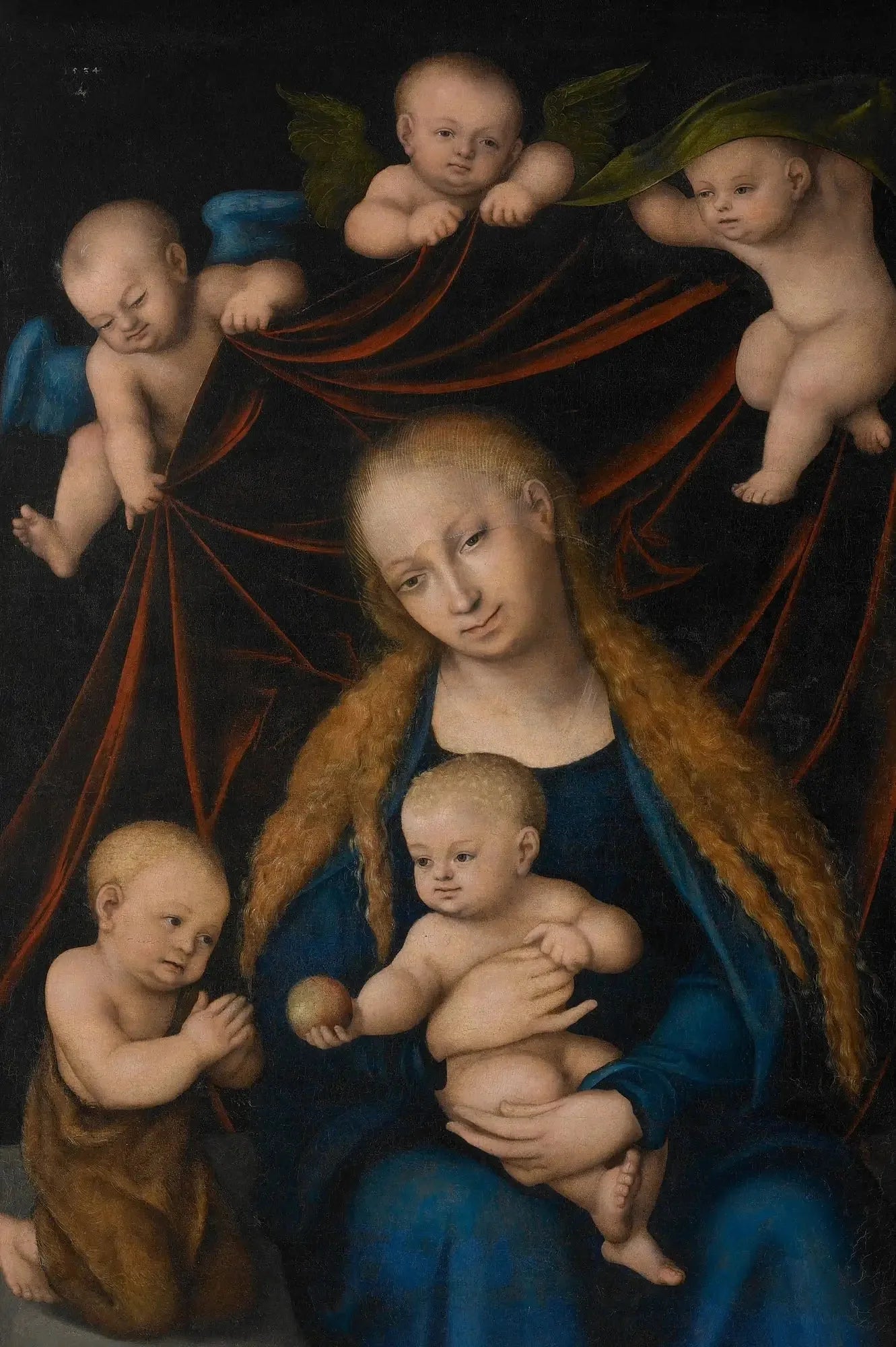 Vierge, Enfant, Saint Jean-Baptiste et Anges - Lucas Cranach the Elder image 1 tableau peint à l’huile sur toile